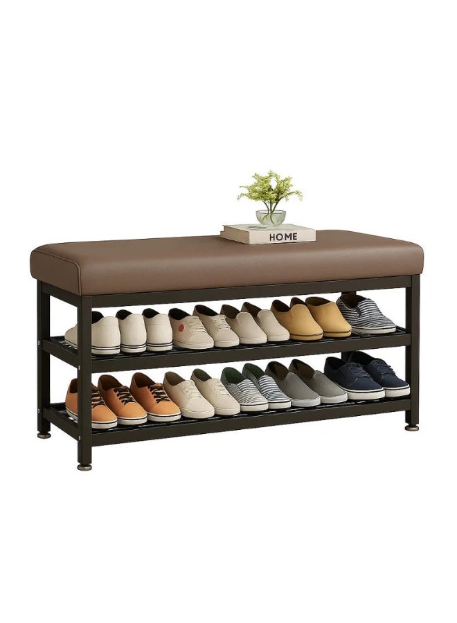 LINGWEI Heavy Duty 2-Layer Shoe Rack with Cushion Seat Shoe Organizer Bench Modern Entryway Shoe Cabinet - Image 1