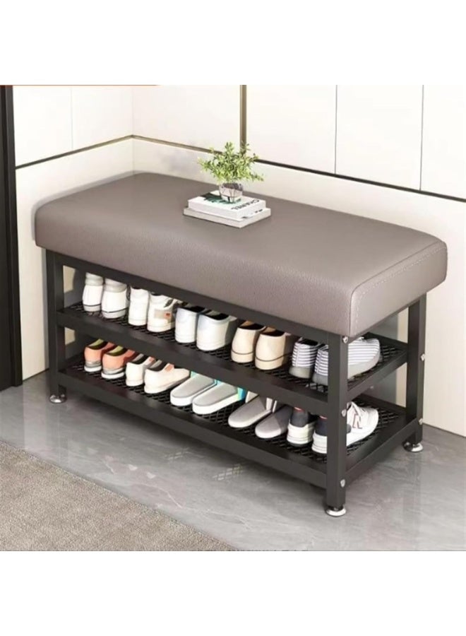 LINGWEI Heavy Duty 2-Layer Shoe Rack with Cushion Seat Shoe Organizer Bench Modern Entryway Shoe Cabinet - Image 3