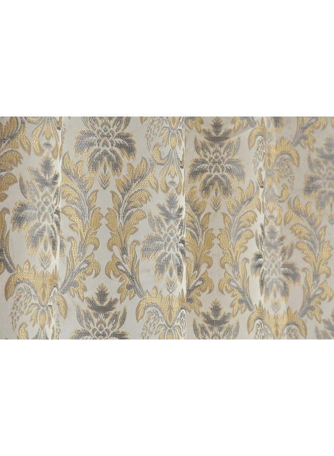 RED RIBBON DECOR Heavy Jacquard Fabric Luxury Design Dmass Design Room Darkening Curtains for Long Door 9 Feet, Grey, Pack of 2 Pieces - Image 3