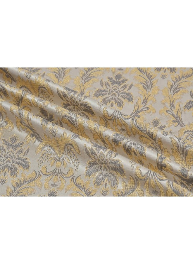 RED RIBBON DECOR Heavy Jacquard Fabric Luxury Design Dmass Design Room Darkening Curtains for Long Door 9 Feet, Grey, Pack of 2 Pieces - Image 5