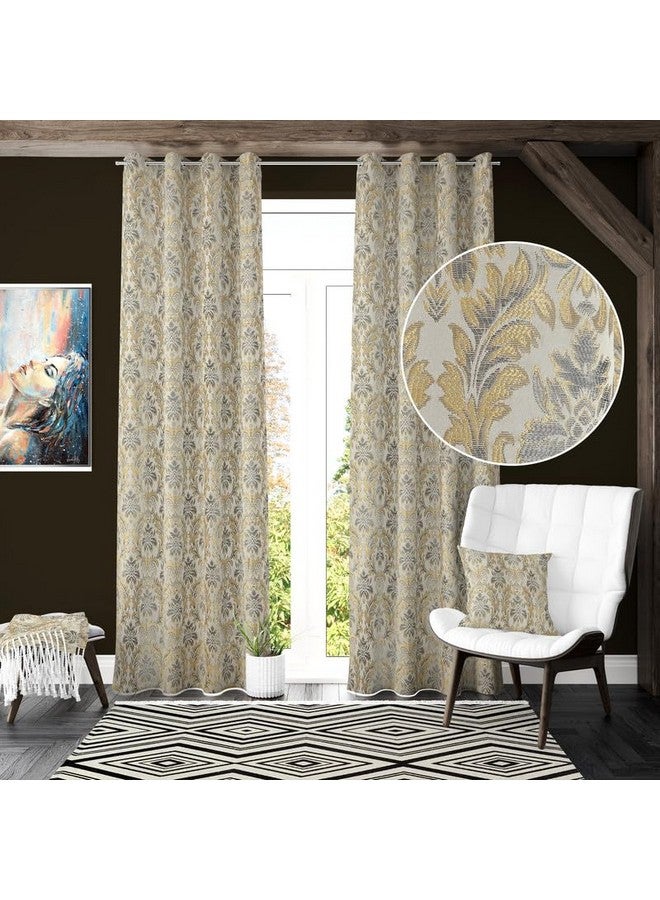 RED RIBBON DECOR Heavy Jacquard Fabric Luxury Design Dmass Design Room Darkening Curtains for Long Door 9 Feet, Grey, Pack of 2 Pieces - Image 2