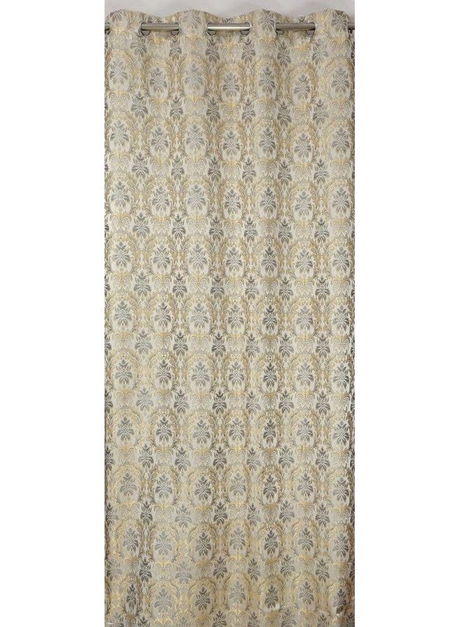 RED RIBBON DECOR Heavy Jacquard Fabric Luxury Design Dmass Design Room Darkening Curtains for Long Door 9 Feet, Grey, Pack of 2 Pieces - Image 4