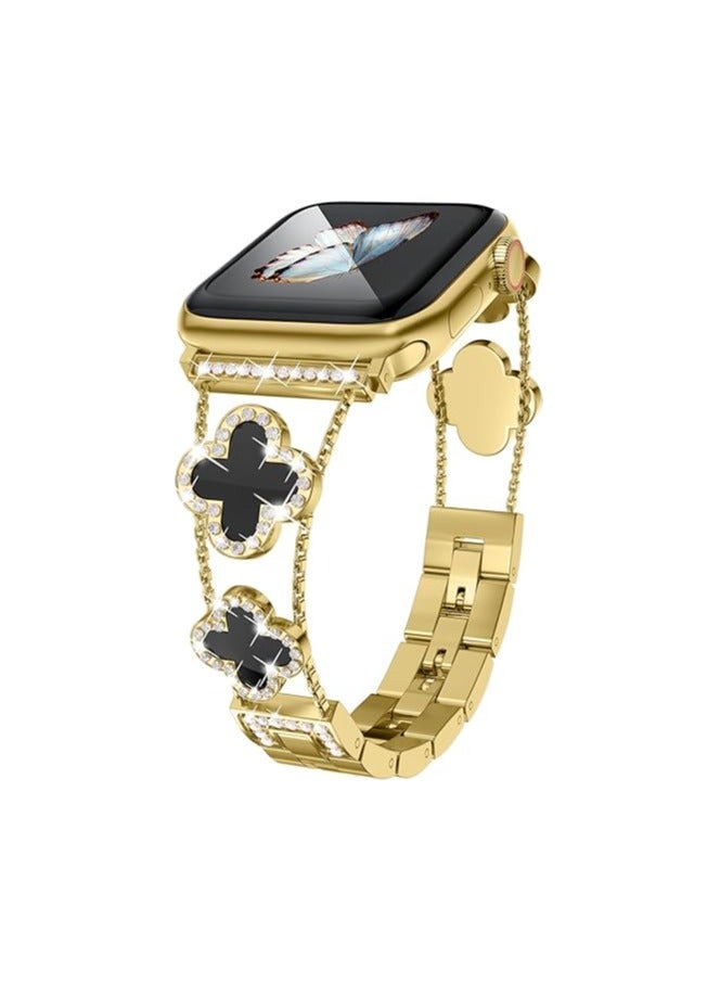 diamond metal band adds sparkle to your watch - Compatible with Apple Watch Series 8/7/6/5/4/3/2/1SE/Ultra - Clover is simple and stylish, fits women's sizes 38mm 40mm 41mm 42mm  - Image 1