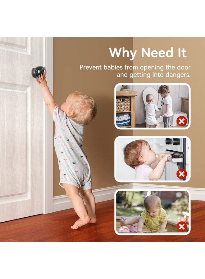 Eudemon 4 Pack Updated Door Knob Cover Baby Safety Door Lock Childproof Safety Cover Door Handle Cover For Kids Safety (Clearblack) - Image 3
