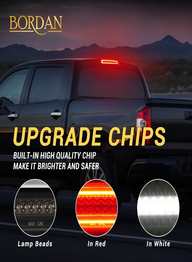 BORDAN Third Brake Light Red LED Rear 3rd Brake Cargo Lights Fit for 2007-2020 Tundra, High Mount Stop Light Truck Rear Cab Center Mount Tail Light Assembly Smoked Lens - Image 3