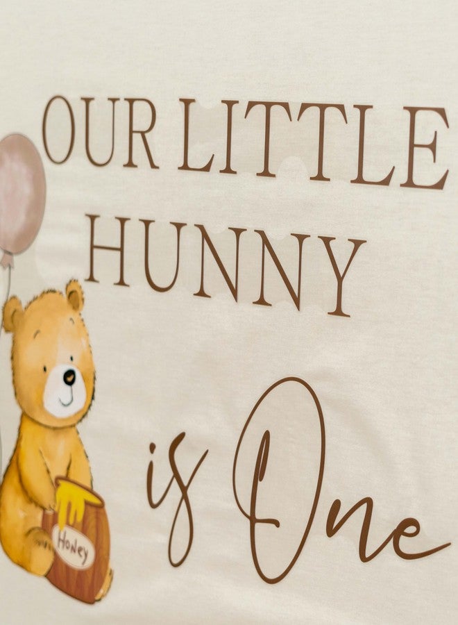 Capiont Our Little Hunny is One Decal - Little Bear First Birthday Decor Wall Sticker, Honey Theme Party Supplies, Our Little Honey is Turning One Photo Props (Our Little Hunny Decal) - Image 3