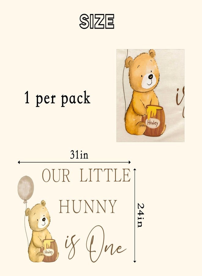Capiont Our Little Hunny is One Decal - Little Bear First Birthday Decor Wall Sticker, Honey Theme Party Supplies, Our Little Honey is Turning One Photo Props (Our Little Hunny Decal) - Image 2