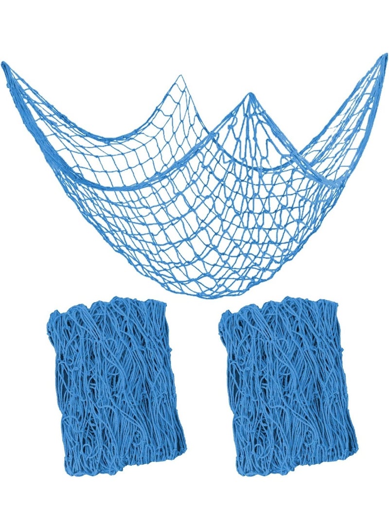 Bukela 2 PCS Fish Net Decorations, 80 x 40 Inch, Ocean Themed Party Decor Beach Nautical Wall Hanging Fishing Net for Coastal Bedroom Bathroom Under The Sea Party Decorations Wall Stickers Other Wall Art - Image 2