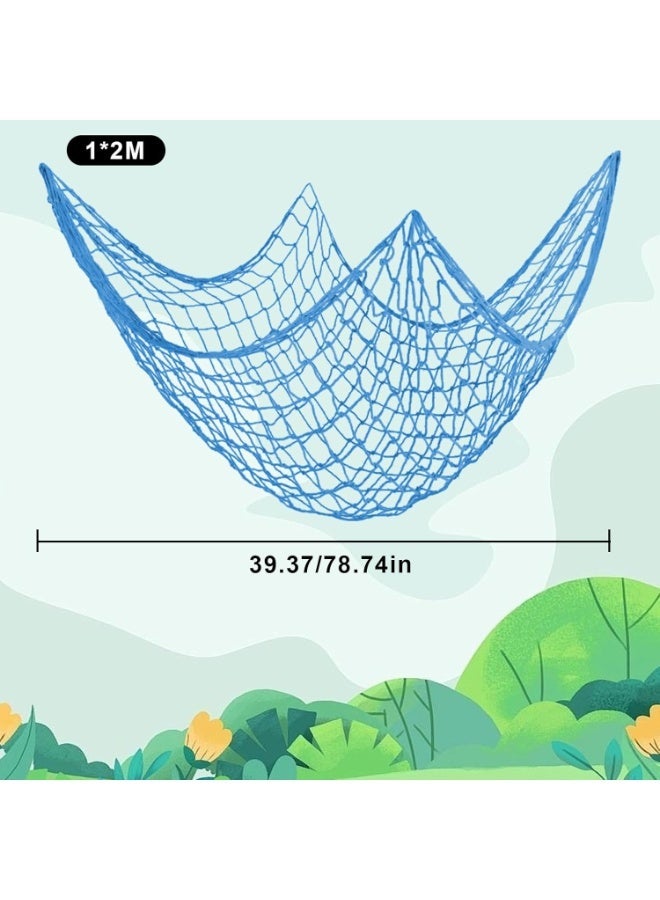 Bukela 2 PCS Fish Net Decorations, 80 x 40 Inch, Ocean Themed Party Decor Beach Nautical Wall Hanging Fishing Net for Coastal Bedroom Bathroom Under The Sea Party Decorations Wall Stickers Other Wall Art - Image 3