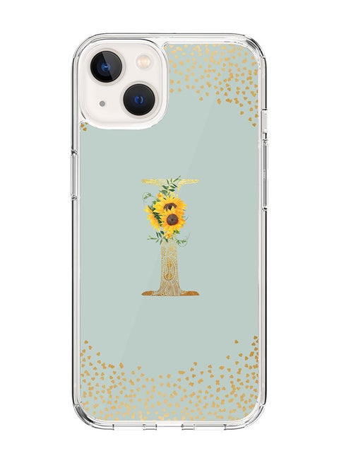 Classic Clear Case For iPhone 15 Plus, Hybrid Soft Case Cover- Custom Monogram Initial Letter Mandala Floral Pattern Alphabet - I ( Light Grey)