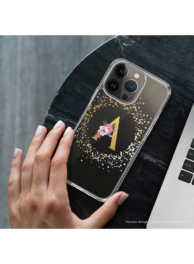 Classic Clear Case For iPhone 15 Plus, Hybrid Soft Case Cover- Custom Monogram Initial Letter Mandala Floral Pattern Alphabet - I ( Light Grey)