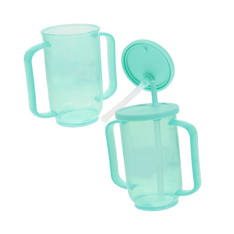Elderly Sippy Cup With Handles Liquid Diet Feeding Mug For Bedridden Patients Safe Easy Clean Antichoking Design Disabled Care Seniors Blue - Image 2
