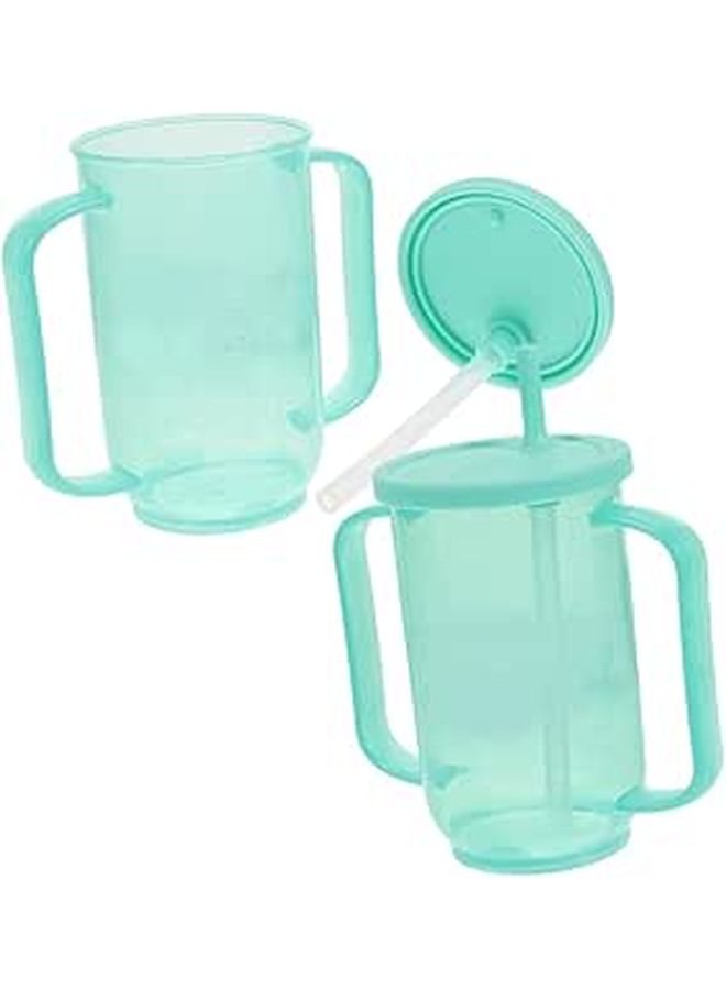 Elderly Sippy Cup With Handles Liquid Diet Feeding Mug For Bedridden Patients Safe Easy Clean Antichoking Design Disabled Care Seniors Blue - Image 1