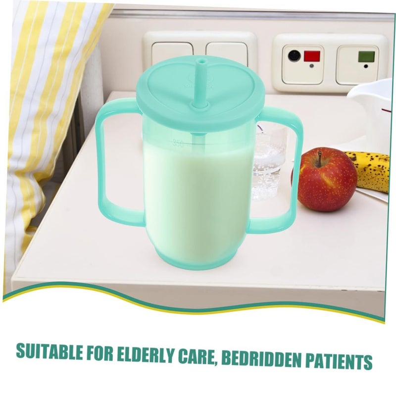 Elderly Sippy Cup With Handles Liquid Diet Feeding Mug For Bedridden Patients Safe Easy Clean Antichoking Design Disabled Care Seniors Blue - Image 4