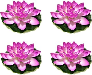 Superdream Superdream 4PCS Large Artificial Floating Lotus Flowers, Home Garden Pond Aquarium Wedding Decor (7inch) (Purple)  - Image 1