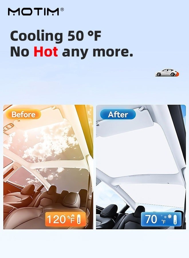 موتيم مظلة سقف لسيارة Tesla Model 3 Highland 2025/2024، مظلة Nano Ice Silk، عازلة للأشعة فوق البنفسجية، تمنع 99% من الأشعة فوق البنفسجية، تحافظ على برودة السيارة، إكسسوارات Tesla Model 3 Highland - Image 3