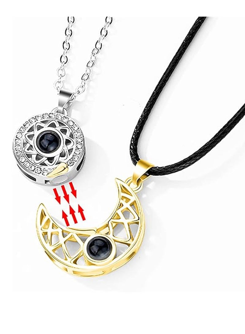 KASTWAVE BFF Necklace for 2 Sun and Moon Matching Necklace for Couples Necklace Best Friends Necklace Friendship Necklace Couples Matching Necklaces Jewelry Gifts - Image 4