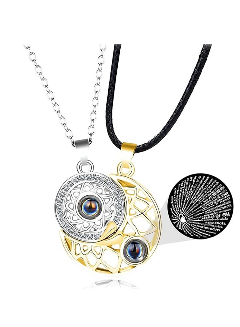 KASTWAVE BFF Necklace for 2 Sun and Moon Matching Necklace for Couples Necklace Best Friends Necklace Friendship Necklace Couples Matching Necklaces Jewelry Gifts - Image 1