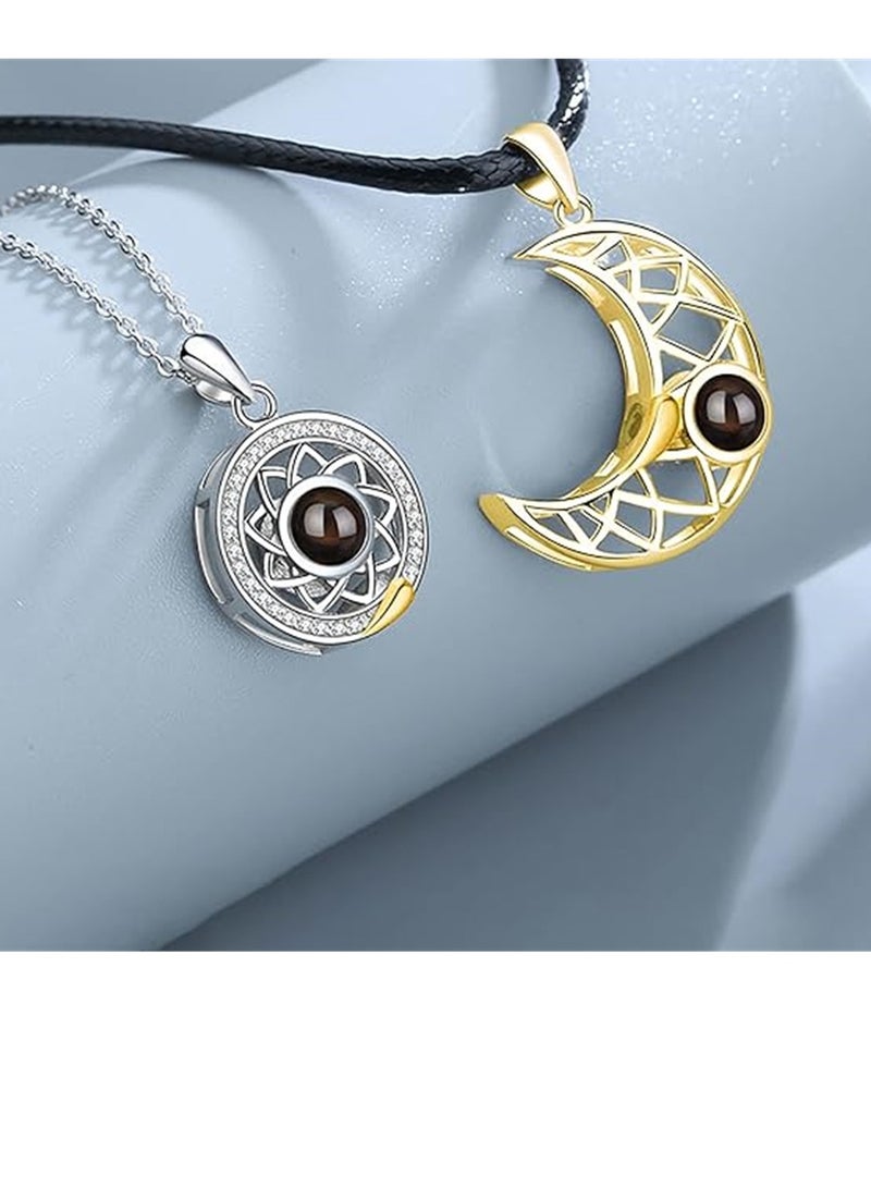 KASTWAVE BFF Necklace for 2 Sun and Moon Matching Necklace for Couples Necklace Best Friends Necklace Friendship Necklace Couples Matching Necklaces Jewelry Gifts - Image 3