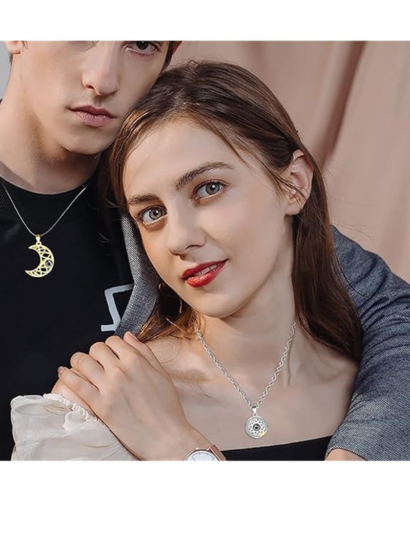 KASTWAVE BFF Necklace for 2 Sun and Moon Matching Necklace for Couples Necklace Best Friends Necklace Friendship Necklace Couples Matching Necklaces Jewelry Gifts - Image 2