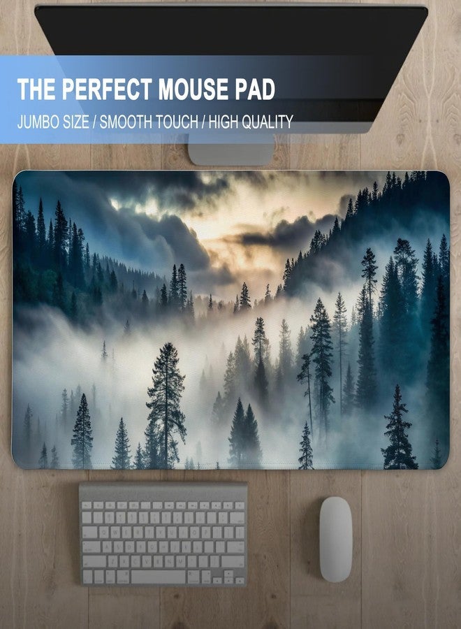 TSLOVER Misty Forest Desk Mat,Nature Forest Mouse Pad,Mountain XXL Gaming Mouse Pads,Large Waterproof Non-Slip Rubber Mousepad with Stitched Edges Office Home Computer Desk Accessories,35.4 x 15.7 in - Image 5