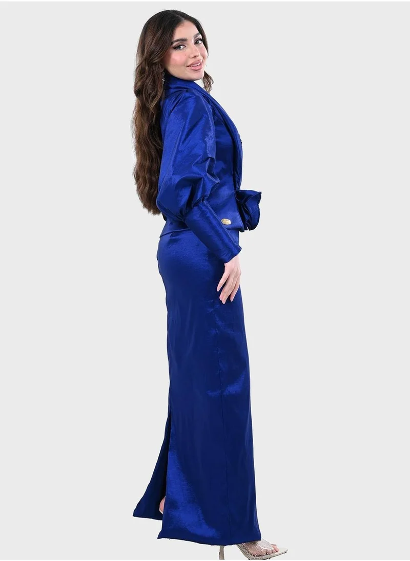 TOP TATO Balloon Sleeve Belted Dress