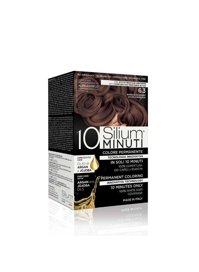 Silium 10 Minuti Permanent Hair Colour, 6.3 Golden Dark Blonde, Ammonia-Free, 10 Minute Application