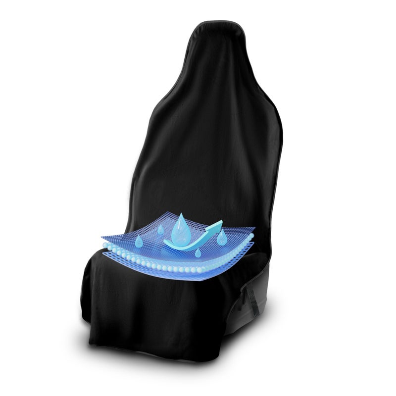 Waterproof SeatShield UltraSport Front Seat Cover - Waterproof Car Seat Cover, Waterproof Seat Covers for Cars, Driver Seat Cover, Car Seat Towel Cover After Gym, Waterproof Car Seat Protector - Black - Image 1
