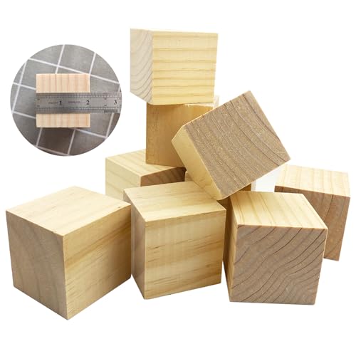 MUXGOA Wood Blocks for Crafts,2 Inch Unfinished Wooden Cubes Natural Wood Blocks for Crafts Making & DIY Projects & Decor(Pack of 9) - Image 3