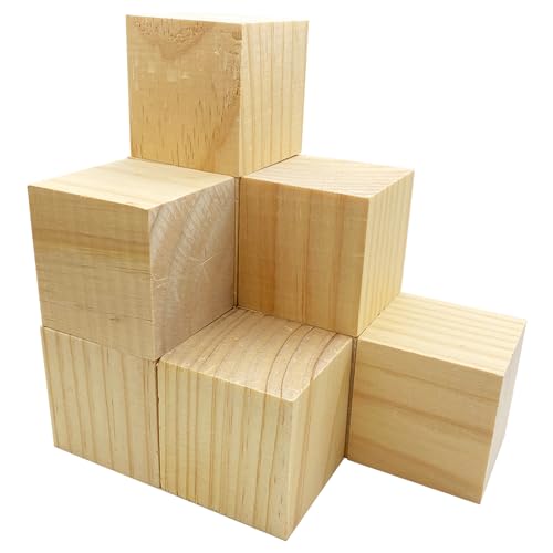 MUXGOA Wood Blocks for Crafts,2 Inch Unfinished Wooden Cubes Natural Wood Blocks for Crafts Making & DIY Projects & Decor(Pack of 9) - Image 1