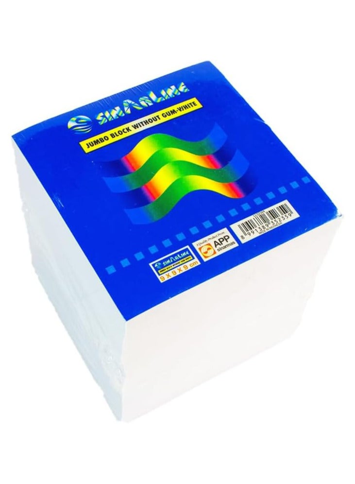 SINARLINE SINARLINE Memo Cube Paper White 90x90x90 mm (Without Gum) - Premium Notepad for Office, School, and Home Use