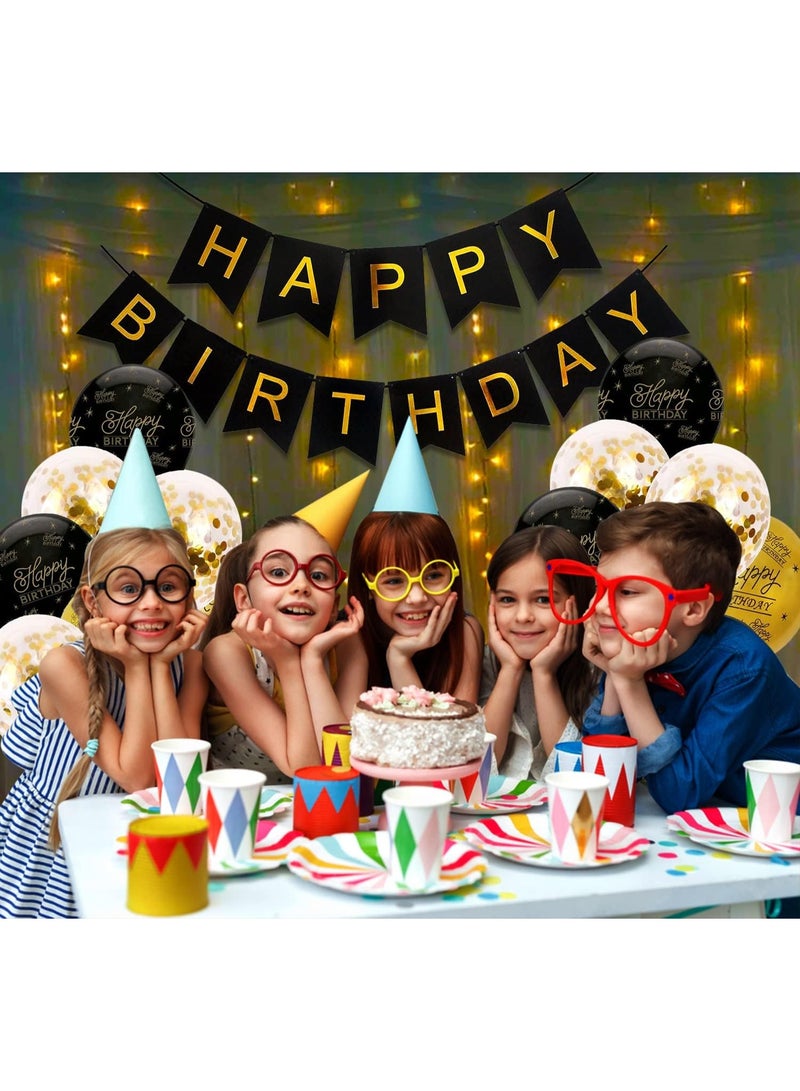 Birthday Decoration Items – Happy Birthday Decoration Black Gold Birthday Decoration Items for Men, Husband Birthday Decoration Kit for Wife, Women. Confetti, Metallic, Foil Balloons, 1 Piece - Image 5