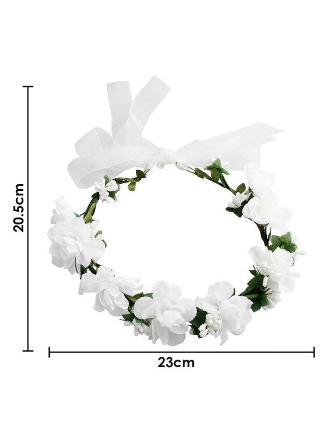 SYGA Flower Tiara and Bracelet Set Flower Headband and Flower Bracelet Bridesmaid Floral Hair Bands Floral Garland For Women Bride Wedding Vine Tiara Bridal Crown Hair Accessory - White - Image 5