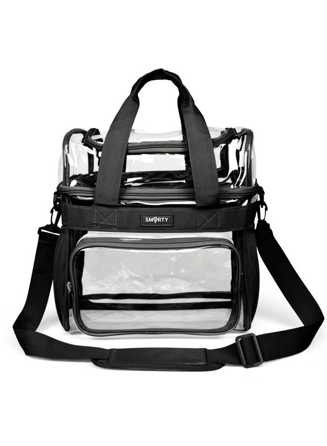 Smarty Work Approved XL Heavy Duty Clear Lunch Box Shoulder Tote Bag Durable Transparent Security Check Men Women Travel Correctional Officers - Not Stadium Size (Extra Large Bold Black, 13 x 7 x 12) - Image 2