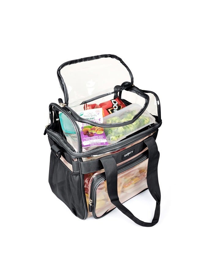 Smarty Work Approved XL Heavy Duty Clear Lunch Box Shoulder Tote Bag Durable Transparent Security Check Men Women Travel Correctional Officers - Not Stadium Size (Extra Large Bold Black, 13 x 7 x 12) - Image 4