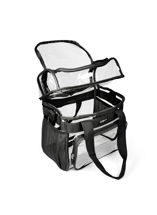 Smarty Work Approved XL Heavy Duty Clear Lunch Box Shoulder Tote Bag Durable Transparent Security Check Men Women Travel Correctional Officers - Not Stadium Size (Extra Large Bold Black, 13 x 7 x 12) - Image 3