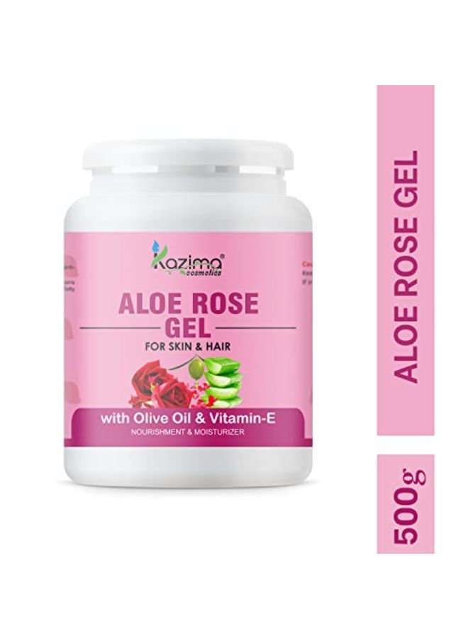 KAZIMA Aloe Rose Gel With Pure Aloe Vera, Olive & Vitamin E For Face, Skin & Hair - Moisturizing, Skin Lightening, Acne Scars, Wrinkles, Sunburn & Dark Circles (500 Gram)  - Image 3