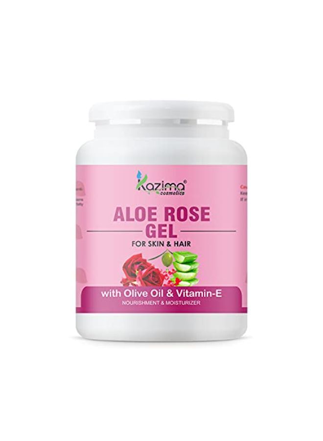KAZIMA Aloe Rose Gel With Pure Aloe Vera, Olive & Vitamin E For Face, Skin & Hair - Moisturizing, Skin Lightening, Acne Scars, Wrinkles, Sunburn & Dark Circles (500 Gram)  - Image 1