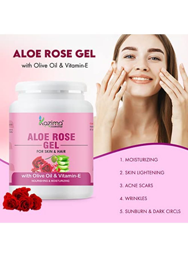 KAZIMA Aloe Rose Gel With Pure Aloe Vera, Olive & Vitamin E For Face, Skin & Hair - Moisturizing, Skin Lightening, Acne Scars, Wrinkles, Sunburn & Dark Circles (500 Gram)  - Image 5