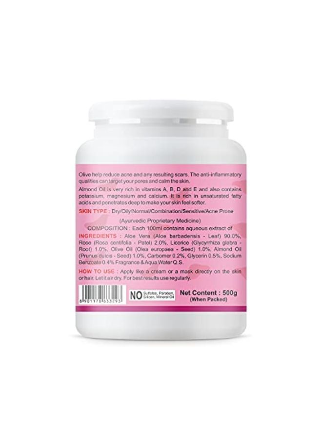 KAZIMA Aloe Rose Gel With Pure Aloe Vera, Olive & Vitamin E For Face, Skin & Hair - Moisturizing, Skin Lightening, Acne Scars, Wrinkles, Sunburn & Dark Circles (500 Gram)  - Image 2