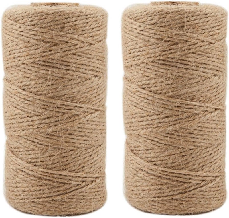IlikeEC Jute Twine 656 Feet Natural Arts Crafts Jute Rope Durable Packing String for Photos, Gifts and Gardening Applications (2MM 328FT 2PCS) - Image 1