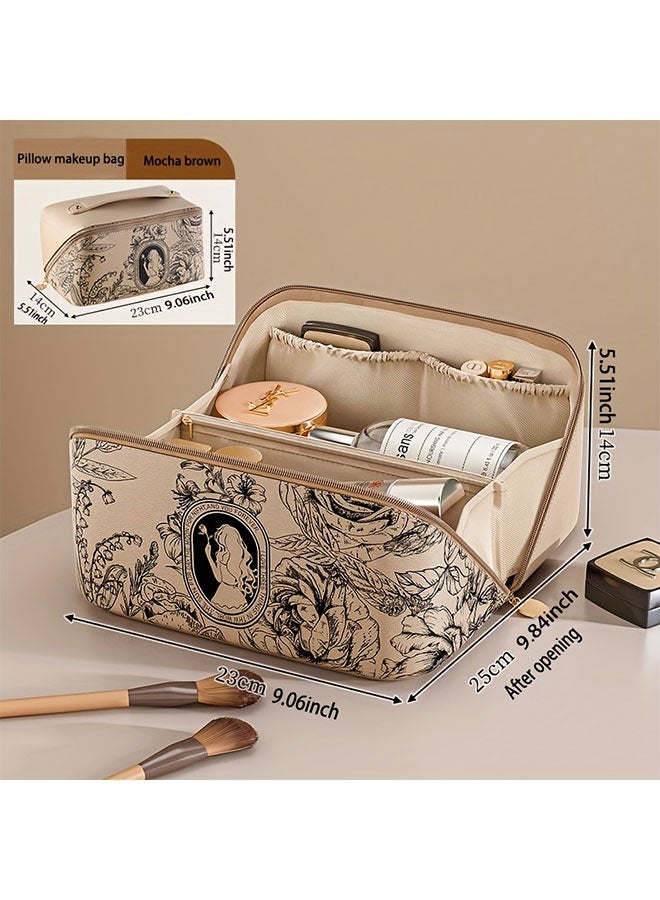 WINEENEE Travel Makeup Bag,Large Capacity Cosmetic Bags for Women,Waterproof Portable Pouch Open Flat Toiletry Bag Make up Organizer with Divider and Handle - Image 5