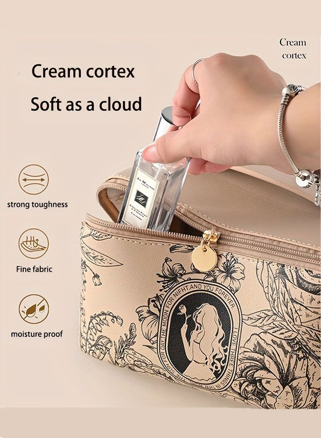 WINEENEE Travel Makeup Bag,Large Capacity Cosmetic Bags for Women,Waterproof Portable Pouch Open Flat Toiletry Bag Make up Organizer with Divider and Handle - Image 4