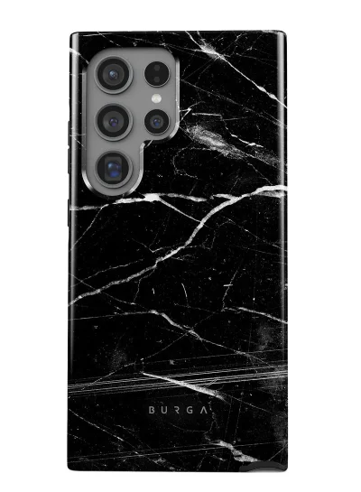 BURGA Samsung Galaxy S24 Ultra Case, 2 Piece Hard Shell + TPU Silicone Interior, Shock Absorption, All Port Accessible, Raised Bezel For Screen & Camera Protection, Never Fading HQ Print, Black Noir Origin