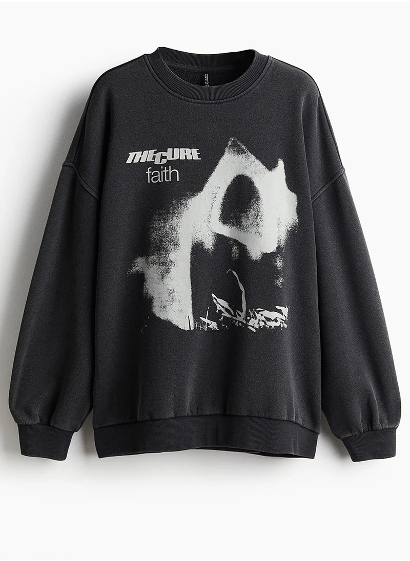 اتش اند ام Oversized Printed Sweatshirt