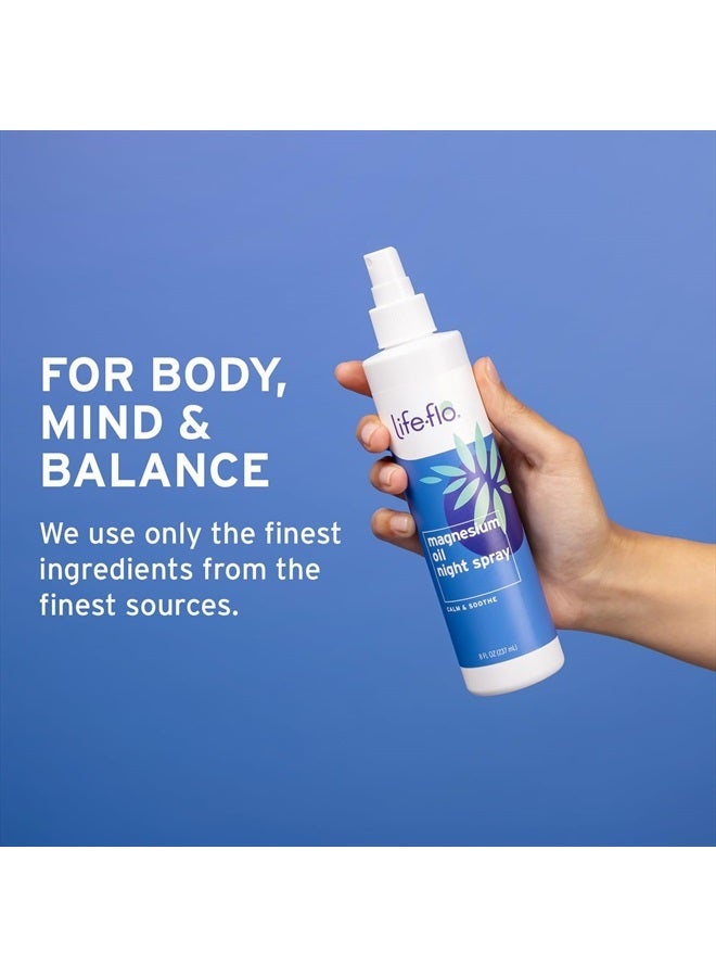 Life-flo رذاذ لييف-فلو لزيت المغنيسيوم الليلي | كلوريد المغنيسيوم من قاع بحر زكشتاين | تدليك على العضلات المتعبة للاسترخاء | مع الأركان واللافندر | 8 أونصات - Image 5