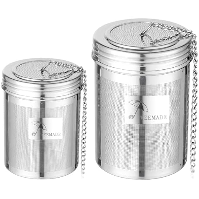 TEEMADE Tea Ball Infuser  Cooking Infuser Extra Fine Mesh Tea Infuser Threaded Connection 304 Stainless Steel With Extended Chain Hook To Brew Loose Leaf Tea SpicesSeasoningsSoup Etc 1 M  1 L - Image 2