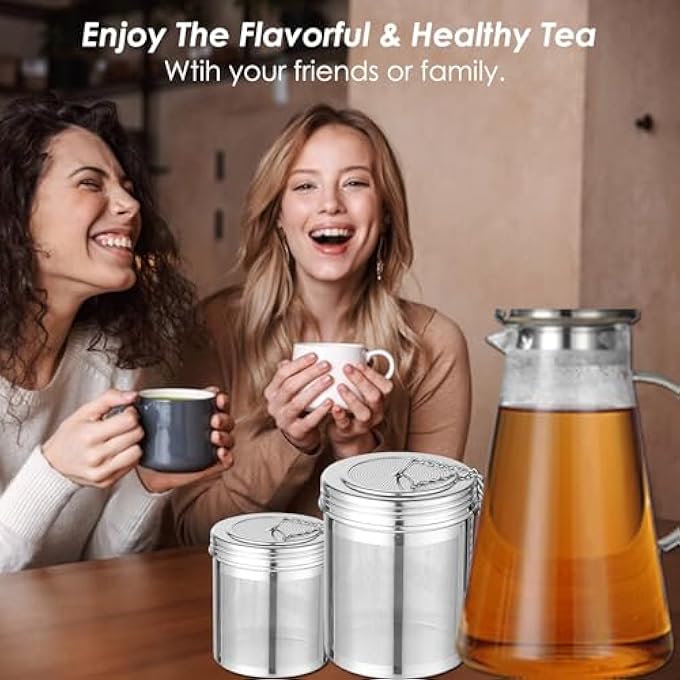 TEEMADE Tea Ball Infuser  Cooking Infuser Extra Fine Mesh Tea Infuser Threaded Connection 304 Stainless Steel With Extended Chain Hook To Brew Loose Leaf Tea SpicesSeasoningsSoup Etc 1 M  1 L - Image 4