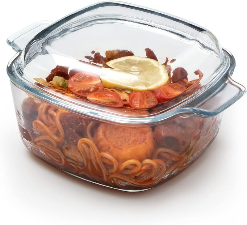 NUTRIUPS 1.5L Glass Casserole Dish with Lid Square Casserole Dish Glass Oven Bakeware Microwave Safe Dish with Lid - Image 1