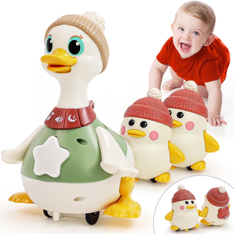 HOLA Baby Toys 612 Months Musical Dancing Duck Toy Set with Mama and Babys Tummy Time Toys Crawling and Interaction Modes 1 Year Old Girl Boy Baby Stocking Stuffers - Image 2